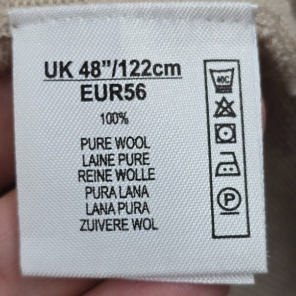 Alan Paine Sweater Mens 2XL Beige Wool Mock Neck Stretch Minimal - Picture 5 of 11